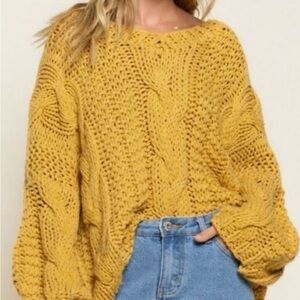 POL Mustard Cable Knit Sweater OVERSIZED